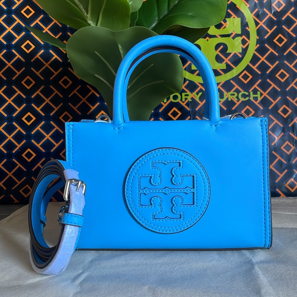 New✨authentic tory burch Ella bio mini tote (blue azure) crossbody - Picture 2 of 15